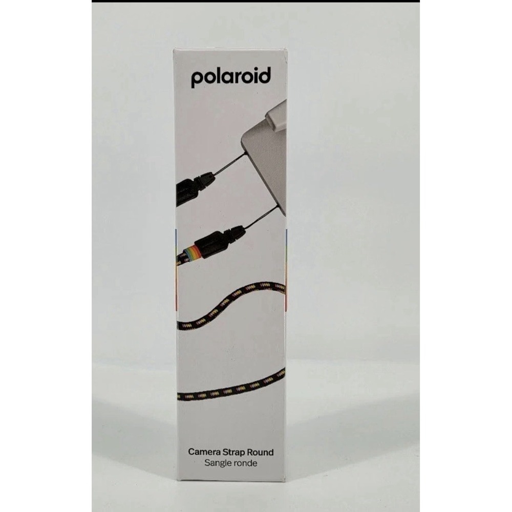 POLAROID Retro CAMERA Round STRAP in Black / RAINBOW - New